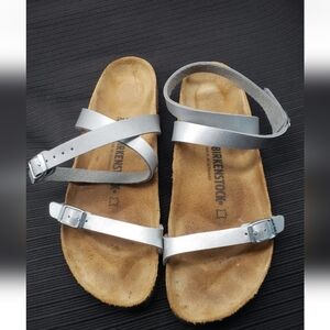 Birkenstock Women Daloa Sandals Silver Gray Ankle Strap 40 US 9- 9.5 EC Shoes